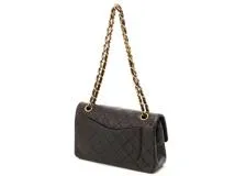 CHANEL マトラッセ ダブルフラップ ラムスキン ブラック ゴールド金具 CHANEL マトラッセ ダブルフラップダブルチェーン 23 ショルダーバッグ