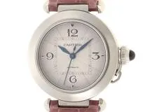 2020年正規品　Cartier　カルティエ　パシャC　WSPA0012　シルバー文字盤　スティール/クロコ革ベルト　自動巻き　レデイーズ　C