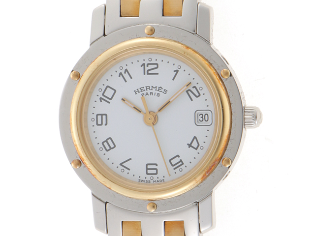 【受注生産品】 HERMES エルメス クリッパー GP/SS クォーツ レディース腕時計 クリッパー