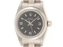 ROLEX　ロレックス　オイスターパーペチュアル　76080　SS　ブラック　女性用自動巻時計【473】