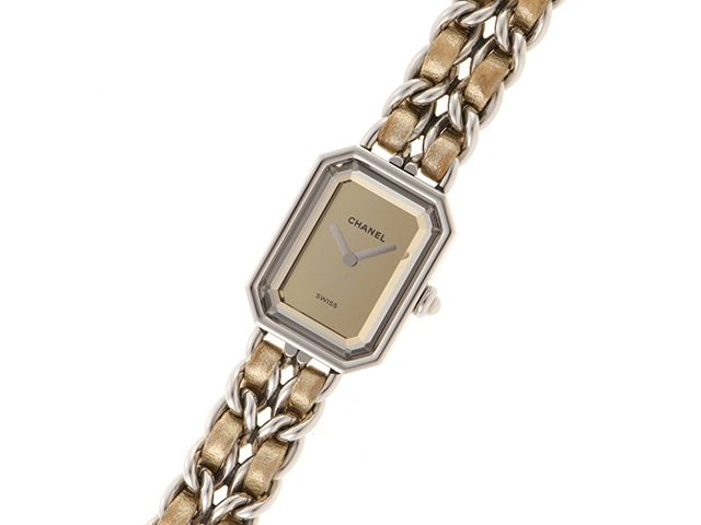 CHANEL シャネル レディース腕時計 プルミエールロックS-M 1000本限定 クオーツ H5584 シャンパンミラー文字盤 ステンレス/革 本体のみ【433】