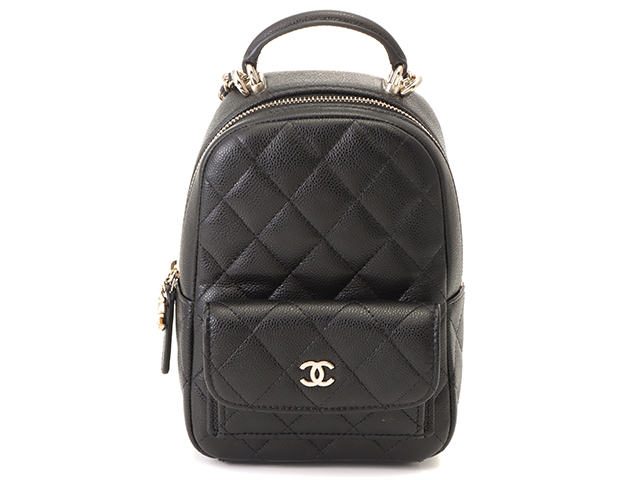 CHANEL シャネル マトラッセ ミニバックパック ブラック/GP キャビア AP3753B10583【430】2148103638503  の購入なら「質」の大黒屋（公式）