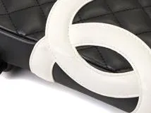 CHANEL　シャネル　カンボンラインミディアムポシェット　ブラックスラッシュホワイトスラッシュSV カーフ 【472】HSA