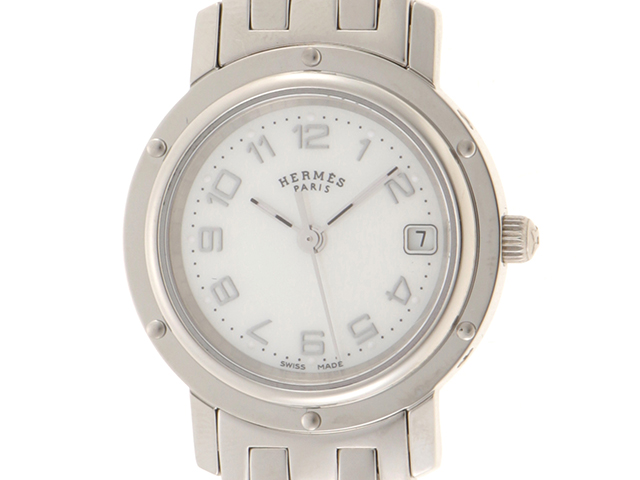 HERMES エルメス クリッパー CL4.210 ステンレス シルバー 女性用 