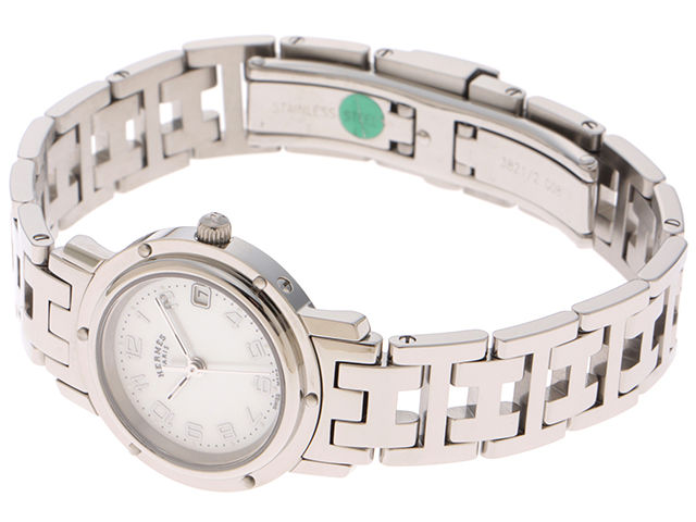 HERMES エルメス クリッパー CL4.210 ステンレス シルバー 女性用 