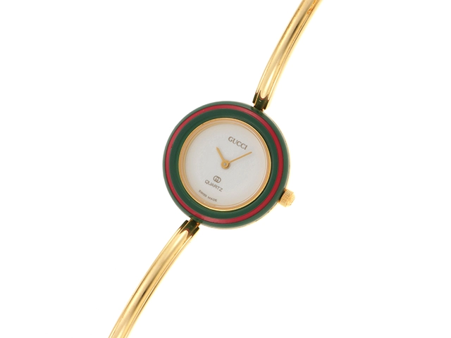 GUCCI　グッチ　時計　チェンジベゼル　1100－L　クォーツ 　レディース　GP　ホワイト文字盤【430】2148103641459