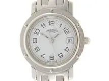 HERMES エルメス 腕時計 クリッパー CL4.210 ホワイト文字盤 ステンレススチールクォーツ【472】TS