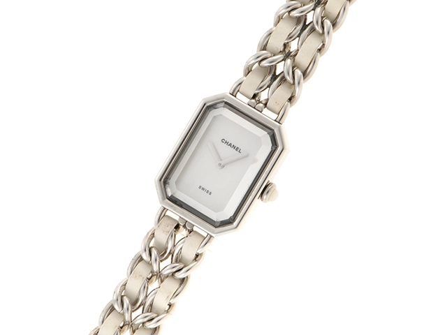 CHANEL シャネル レディース時計 プルミエールS ホワイトシェル文字盤 SS/革 クオーツ H1639【434】