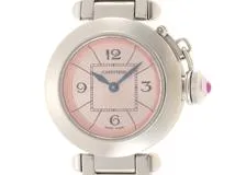 Cartier カルティエ 腕時計 ミス パシャ W3140008 ピンク文字盤 ステンレススチール クオーツ 2012年並行品【472】SJ