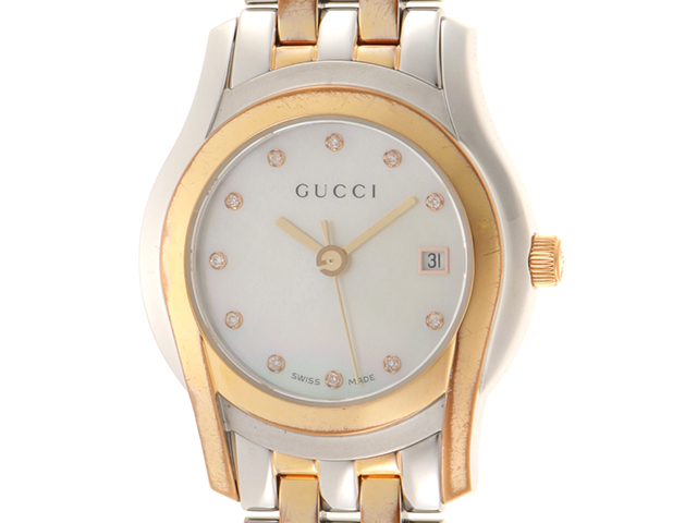 GUCCI グッチ 5500L 11P ダイヤモンド GP/SS シェル文字盤 クォーツ 【460】2148103642999  の購入なら「質」の大黒屋（公式）