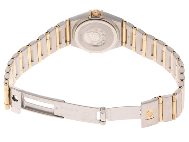 OMEGA　オメガ　レディース時計　コンステレーション　ミニ　ダイヤベゼル 12PD　シェル文字盤　1267.75　クォーツ　ステンレス/イエローゴールド【430】2148103643125