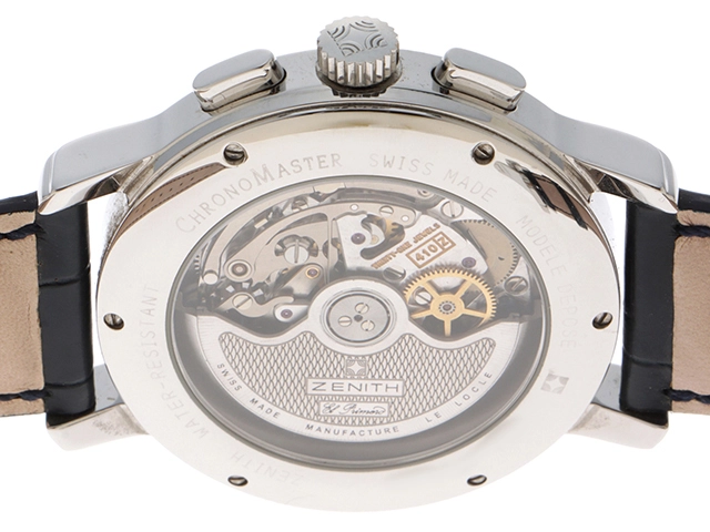 ZENITH ゼニス 腕時計 クロノマスター ムーンフェイズ 01.0240.410 ステンレス/アリゲーターベルト ブラック文字盤 自動巻き【472】SJ