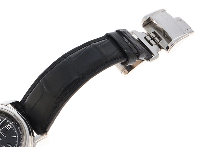 ZENITH ゼニス 腕時計 クロノマスター ムーンフェイズ 01.0240.410 ステンレス/アリゲーターベルト ブラック文字盤 自動巻き【472】SJ