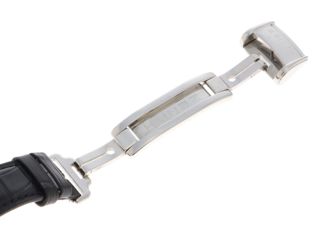 ZENITH ゼニス 腕時計 クロノマスター ムーンフェイズ 01.0240.410 ステンレス/アリゲーターベルト ブラック文字盤 自動巻き【472】SJ