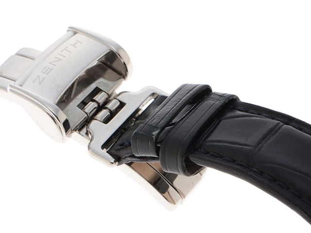 ZENITH ゼニス 腕時計 クロノマスター ムーンフェイズ 01.0240.410 ステンレス/アリゲーターベルト ブラック文字盤 自動巻き【472】SJ