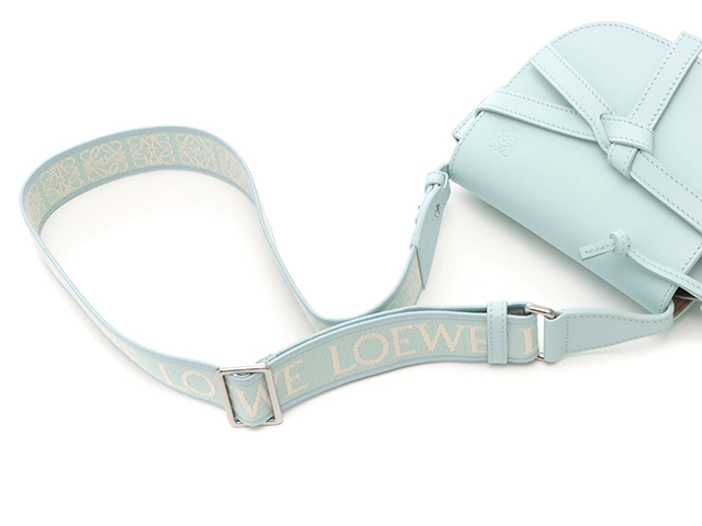 LOEWE　ロエベ　ゲートデュアルバッグミニ　ブルーアイスバーグ　カーフ　ジャカード　【472】