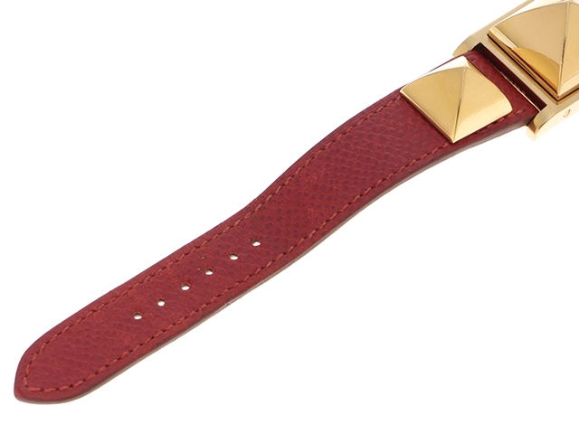 HERMES　エルメス　メドール　X刻印　レディース　GP/革　ホワイト文字盤【436】2148103644924