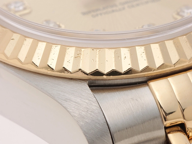 ROLEX　ロレックス W番　94年～95年代　デイトジャスト　レディース　ゴールド文字盤　10Pダイヤモンド　自動巻き　69173G　ステンレス/イエローゴールド【430】2148103645259