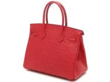 HERMES　エルメス　バーキン30　ルージュヴィフ　ゴールド金具　オーストリッチ　Y刻印　【432】2148103645426