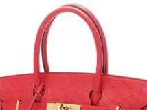HERMES　エルメス　バーキン30　ルージュヴィフ　ゴールド金具　オーストリッチ　Y刻印　【432】2148103645426