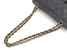 CHANEL　シャネル　マトラッセＷフラップＷチェーンショルダー　ブラック/GP　ラム【430】2148103645495