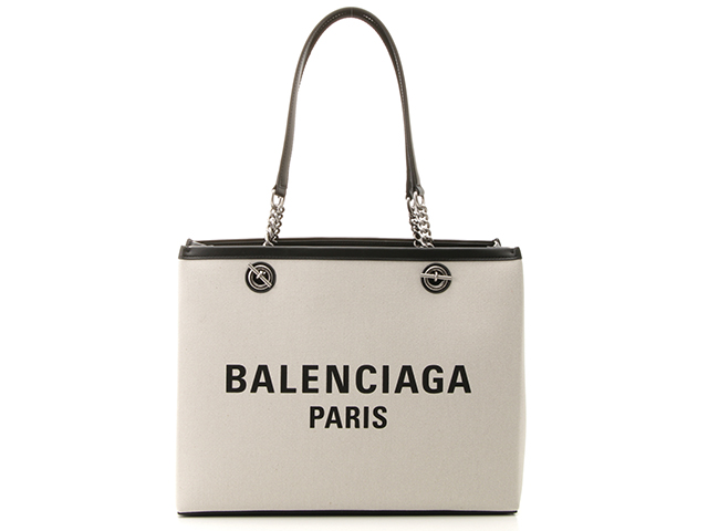 BALENCIAGA バレンシアガ デュティー フリートートＭ ホワイト／ブラック キャンバス／レザー 759973 【472】HA  の購入なら「質」の大黒屋（公式）