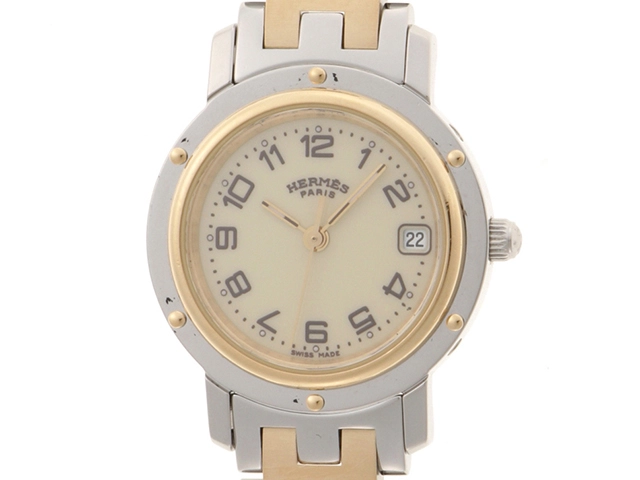 HERMES　エルメス　レディース　クオーツ　クリッパー　　アイボリー　CL4.220【431】2148103645914