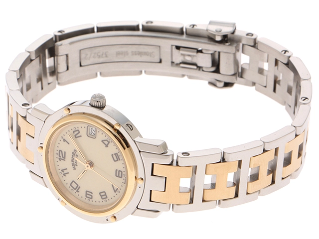 HERMES エルメス レディース クオーツ クリッパー アイボリー CL4.220【431】2148103645914