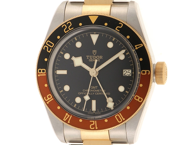 2023年4月並行品 TUDOR チューダー 腕時計 ブラックベイGMT S&G M79833MN-0001 ブラック文字盤 K18イエローゴールド/スチール 自動巻【472】SJ
