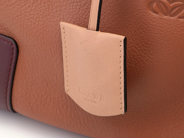 LOEWE　ロエベ　アマソナ28　トリコロール　ブラウン/ベージュ/ボルドー　レザー【433】