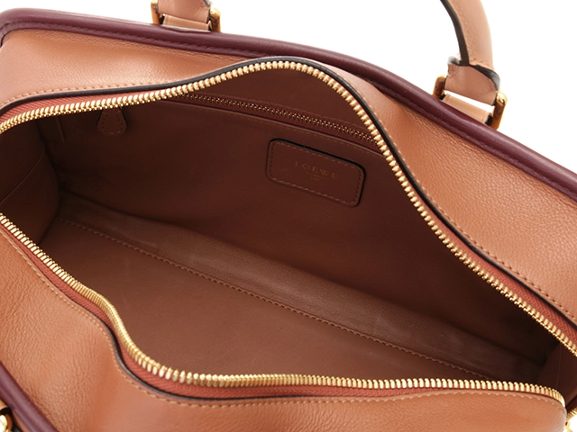 LOEWE　ロエベ　アマソナ28　トリコロール　ブラウン/ベージュ/ボルドー　レザー【433】