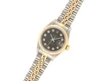 ROLEX　ロレックス　デイトジャスト　69173G　YG/SS　ブラック/10PD　女性用自動巻時計【473】