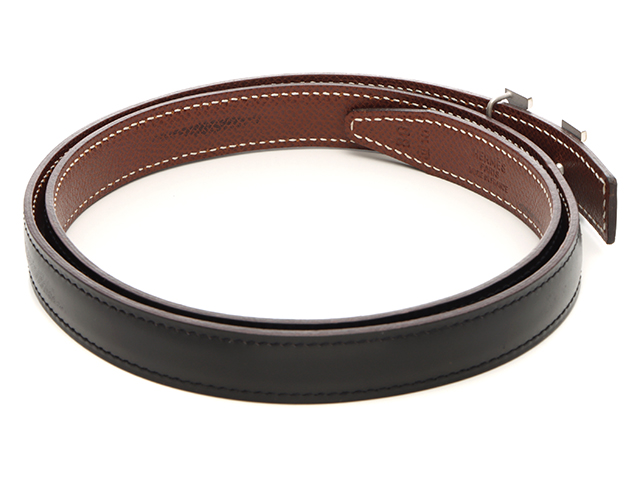 HERMES エルメス ミニHベルト 20mm ブラック/ノワゼット