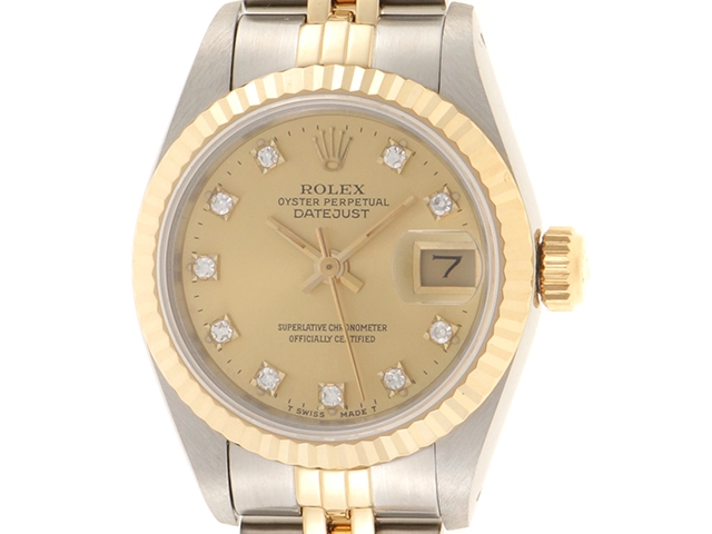 X番1991年頃 ROLEX ロレックス 腕時計 デイトジャスト26 69173G K18イエローゴールド/ステンレス シャンパン10Pダイヤモンド文字盤 自動巻き ジュビリー【472】SJ