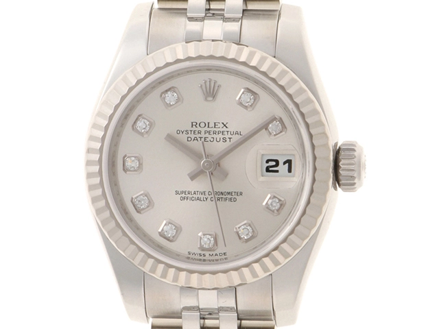 G番2011年並行品 ROLEX ロレックス 腕時計 デイトジャスト179174G ホワイトゴールド/ステンレス シルバー10PD文字盤 自動巻き【472】YY
