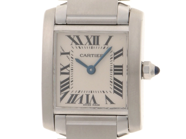 2002年並行品 Cartier カルティエ 腕時計 タンクフランセーズSM W51008Q3 ホワイト文字盤 スティール クォーツ【472】SJ