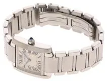 2002年並行品 Cartier カルティエ 腕時計 タンクフランセーズSM W51008Q3 ホワイト文字盤 スティール クォーツ【472】SJ
