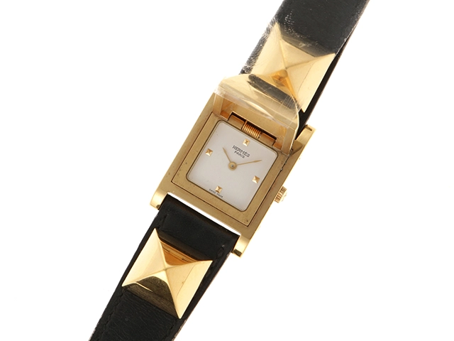 HERMES エルメス 時計 メドール ME1.201 GP/カワ クォーツ式 2148103653537 【437】