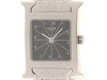 HERMES　エルメス　Hウォッチ　SS　ブラック　クオーツ時計　レディース　HH1.210　【436】　2148103653759