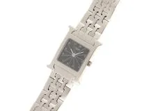 HERMES　エルメス　Hウォッチ　SS　ブラック　クオーツ時計　レディース　HH1.210　【436】　2148103653759
