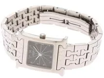 HERMES　エルメス　Hウォッチ　SS　ブラック　クオーツ時計　レディース　HH1.210　【436】　2148103653759