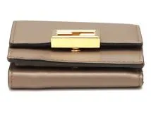 FENDI　フェンディ　三つ折財布　グレージュ　レザー　【471】A