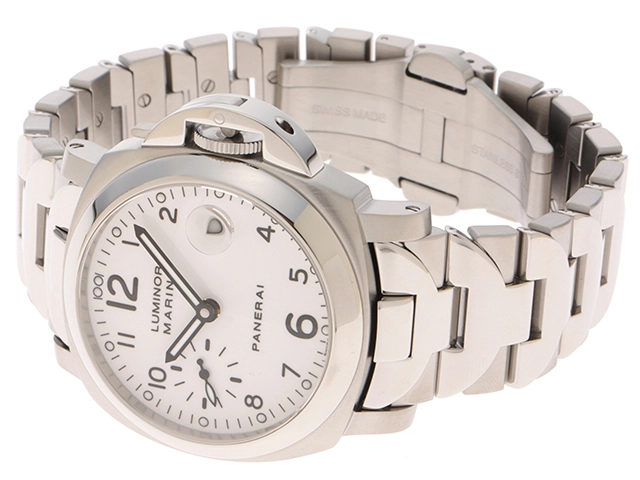PANERAI パネライ 腕時計 2006年並行品 ルミノール マリーナ PAM00051 ステンレス ホワイト文字盤 自動巻き【472】SJ