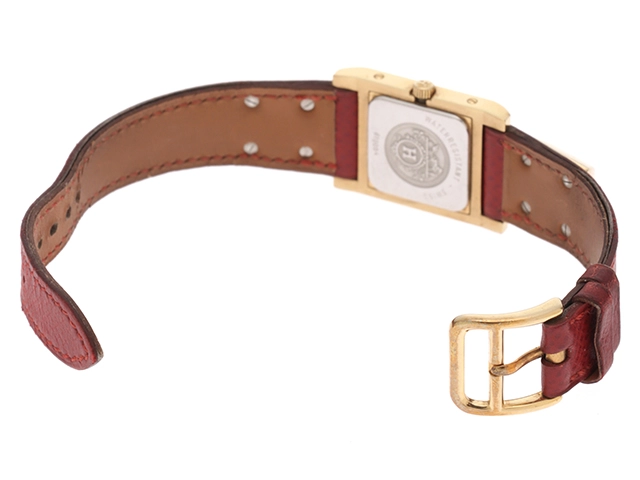 HERMES エルメス 腕時計 メドール ME1.210 GP/革 ホワイト文字盤 クォーツ【472】TS