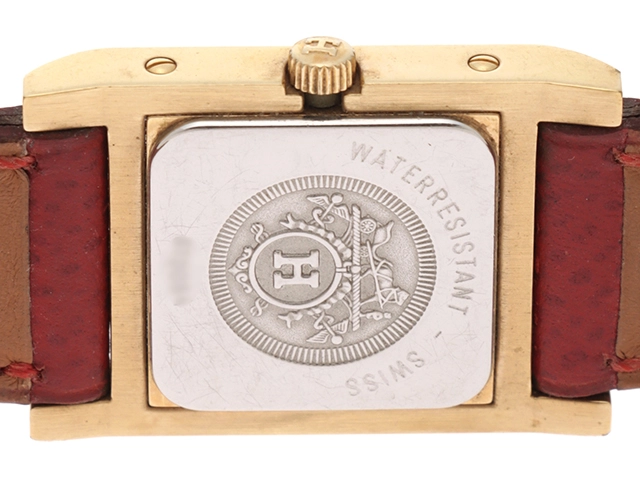 HERMES エルメス 腕時計 メドール ME1.210 GP/革 ホワイト文字盤 クォーツ【472】TS