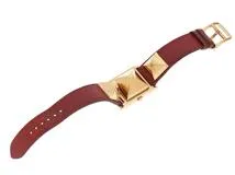 HERMES エルメス 腕時計 メドール ME1.210 GP/革 ホワイト文字盤 クォーツ【472】TS