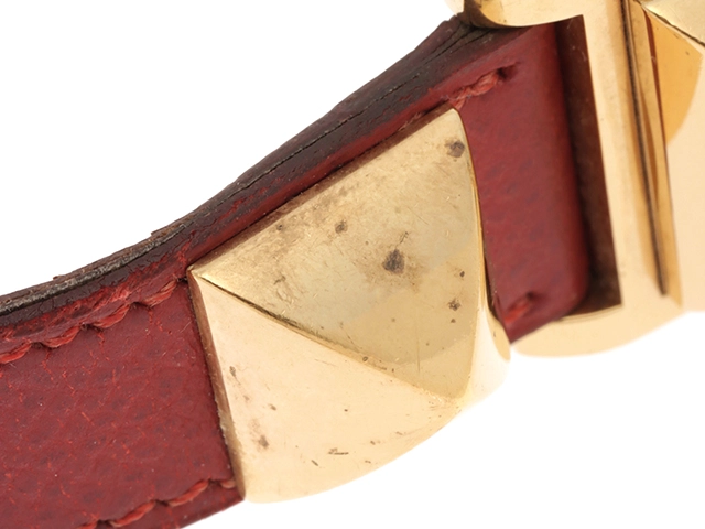 HERMES エルメス 腕時計 メドール ME1.210 GP/革 ホワイト文字盤 クォーツ【472】TS