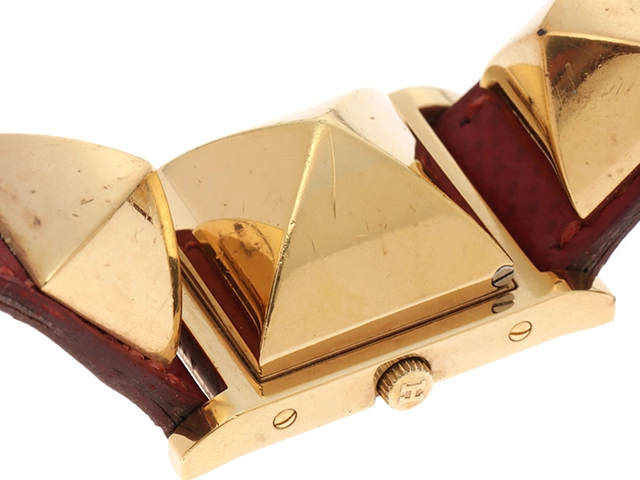 HERMES エルメス 腕時計 メドール ME1.210 GP/革 ホワイト文字盤 クォーツ【472】TS