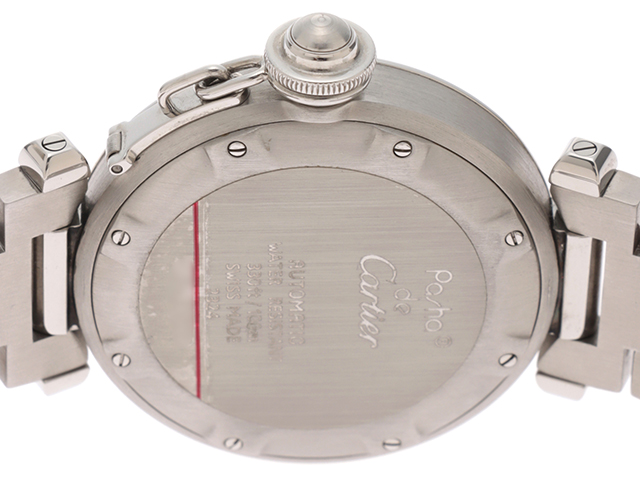 Cartier カルティエ 腕時計 パシャC デイト W31043M7 ステンレス ブラック文字盤 35mm 自動巻き 2000年正規品【472】SJ