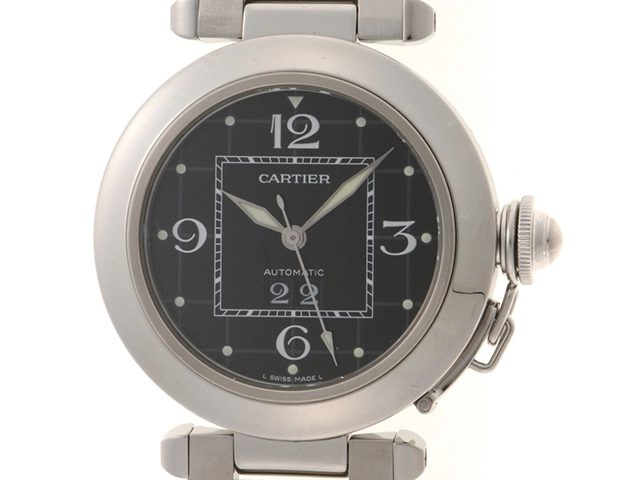 Cartier カルティエ 腕時計 パシャC ビッグデイト W31053M7 ステンレス `ブラック文字盤 35mm 自動巻き 2005年並行品【472】SJ